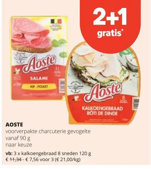 AOSTE kalkoengebraad 8 sneden 120 g
