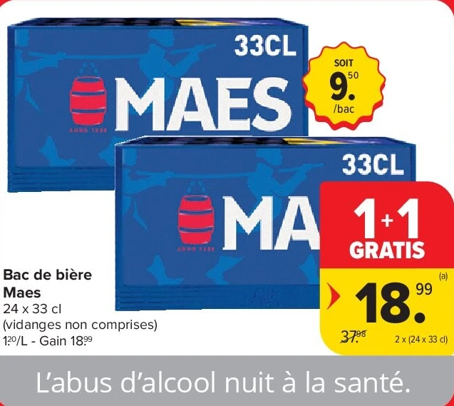 Bac de bière Maes 2 x (24 x 33 cl)
