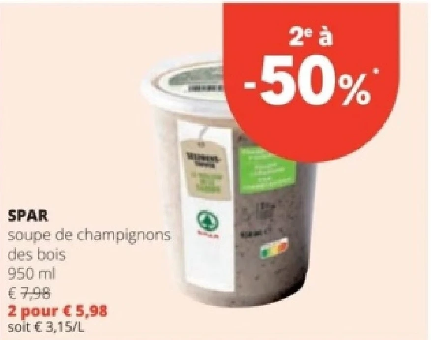 SPAR soupe de champignons des bois 950 ml