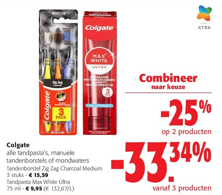 Colgate Tandenborstel Zig Zag Charcoal Medium 3 stuks