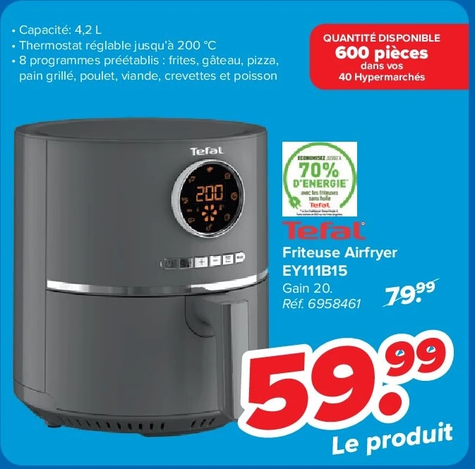 Tefal Friteuse Airfryer EY111B15