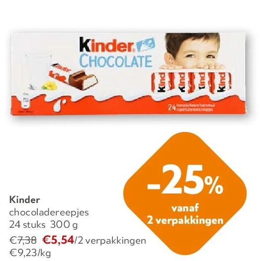 Kinder chocoladereepjes 24 stuks 300 g