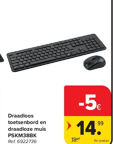 Draadloos toetsenbord en draadloze muis PSKM38BK