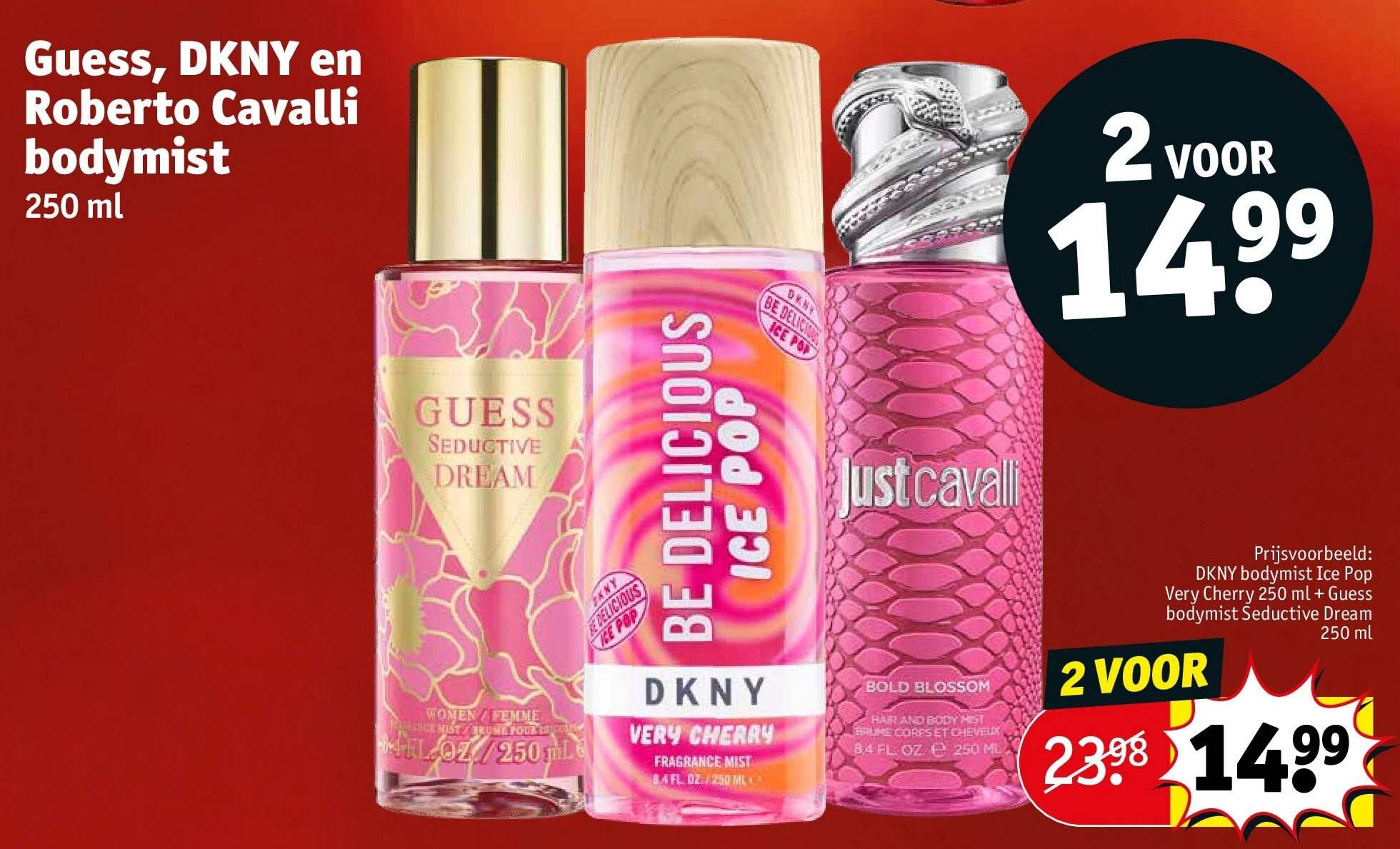 Guess, DKNY en Roberto Cavalli bodymist 250 ml