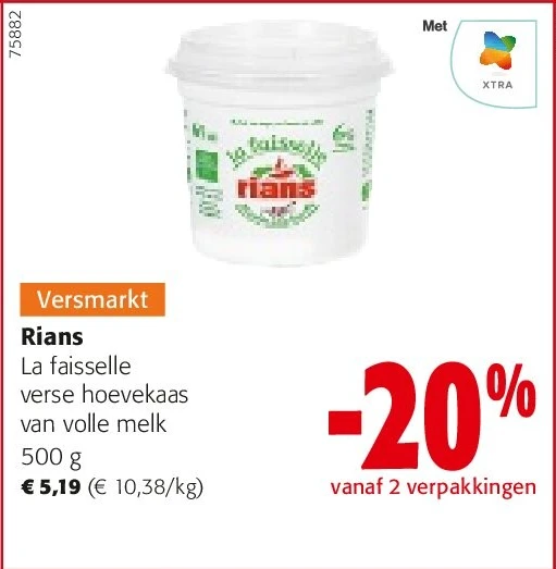 Rians La faisselle verse hoevekaas van volle melk 500 g