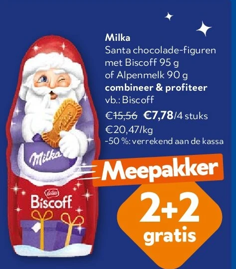 Milka Santa chocolade-figuren met Biscoff 95 g