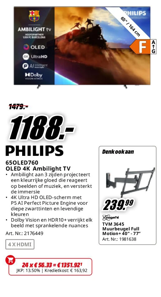 Philips 65OLED760 OLED 4K Ambilight TV