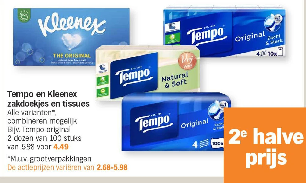 Tempo en Kleenex zakdoekjes en tissues
