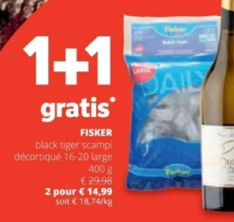 black tiger scampi décortiqué 16-20 large 400 g