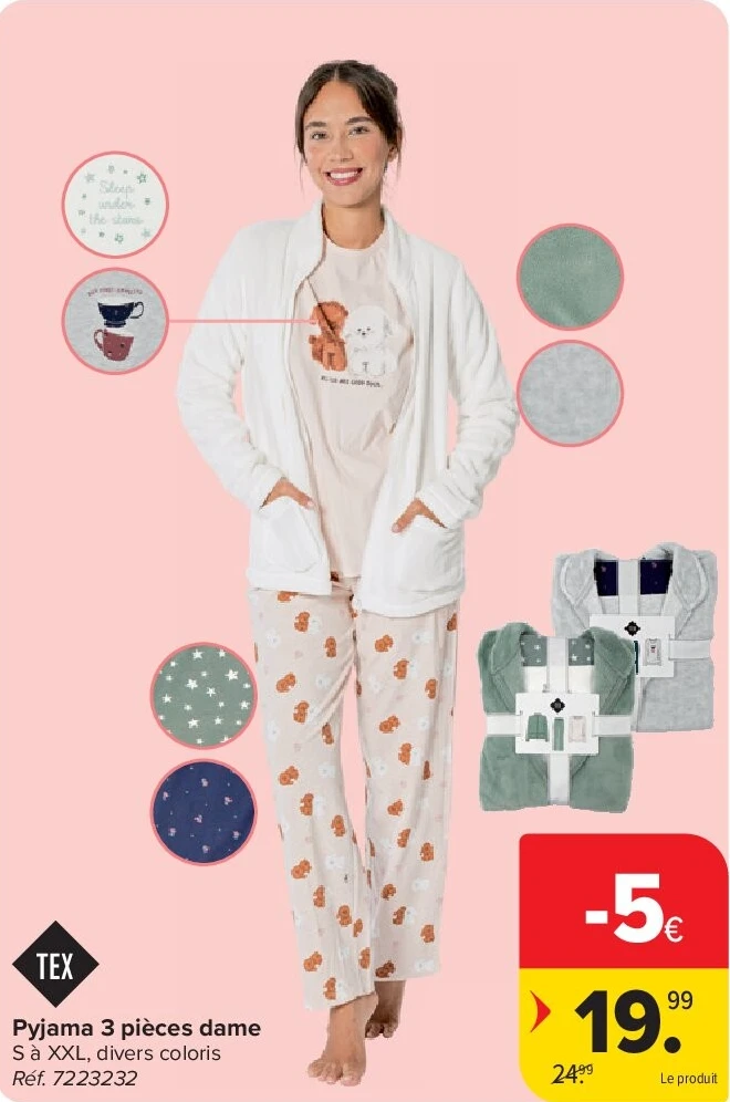 Pyjama 3 pièces dame