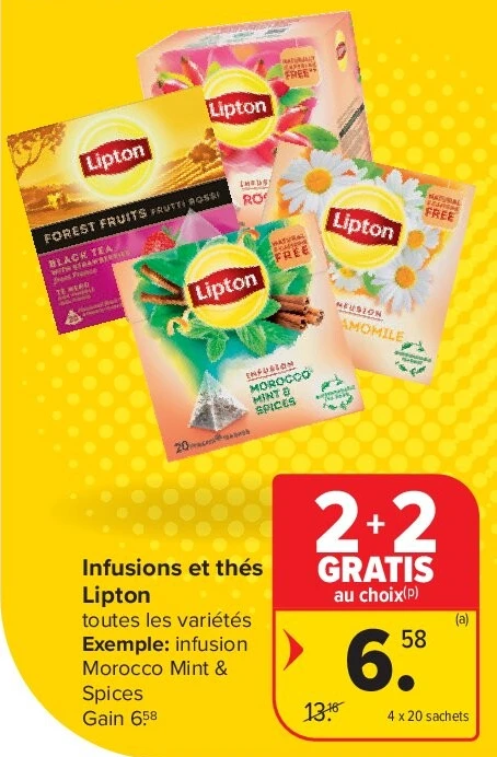 Infusions et thés Lipton 4 x 20 sachets