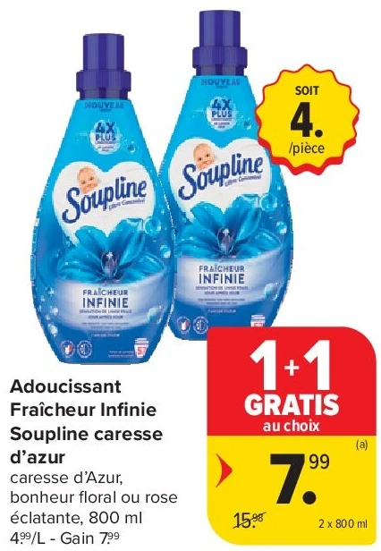 Adoucissant Fraîcheur Infi nie Soupline caresse d’azur