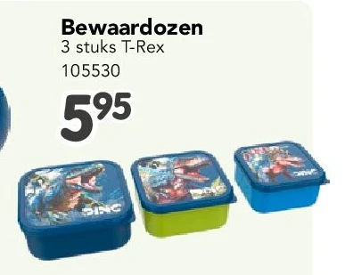 Bewaardozen 3 stuks T-Rex