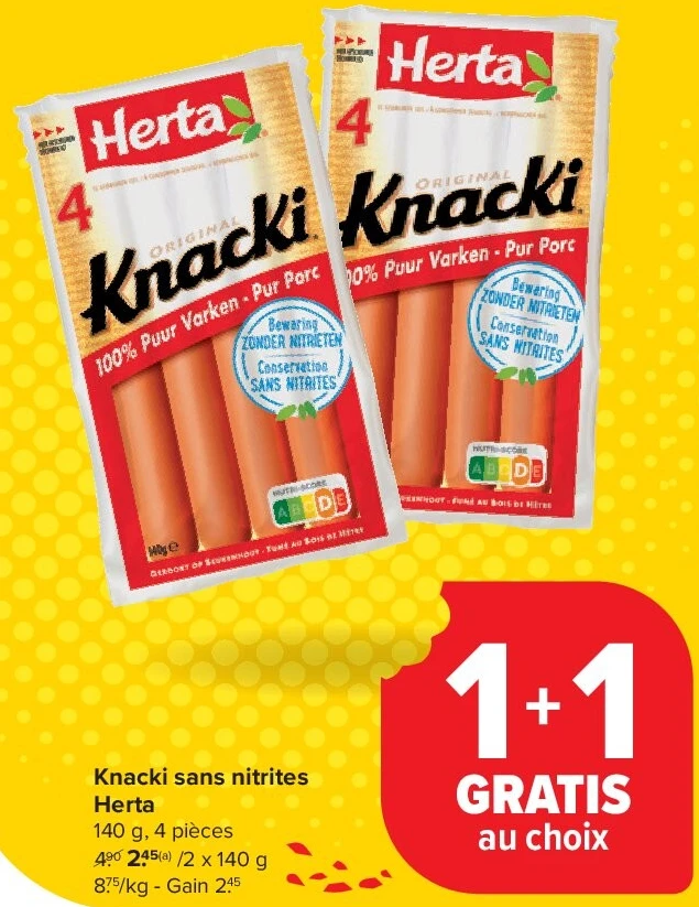 Knacki sans nitrites Herta 2 x 140 g