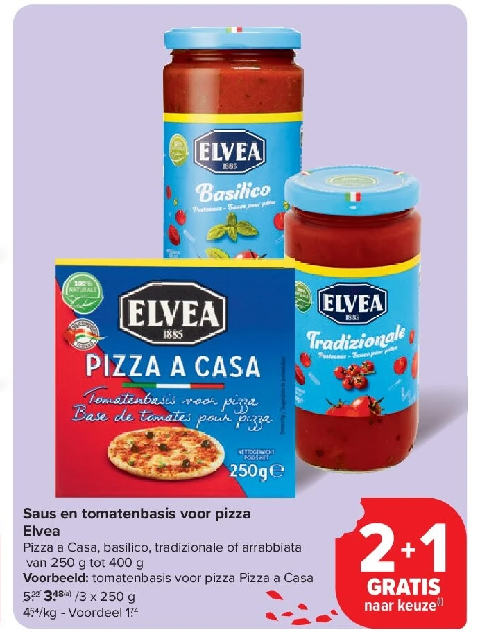 Saus en tomatenbasis voor pizza Elvea