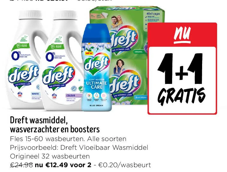 Dreft wasmiddel, wasverzachter en boosters