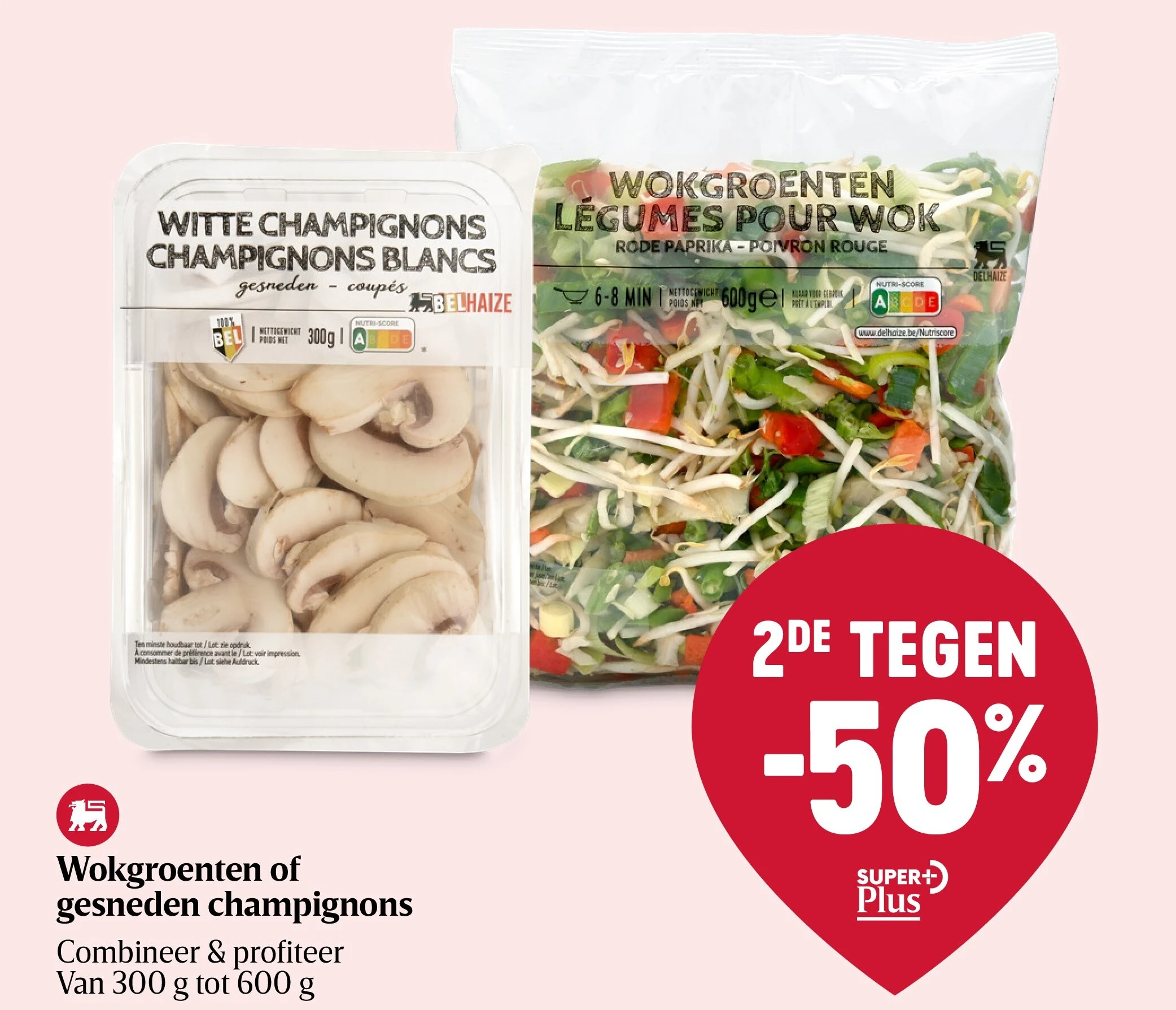 Wokgroenten of gesneden champignons