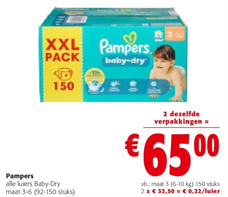 Pampers alle luiers Baby-Dry maat 3-6 (92-150 stuks)