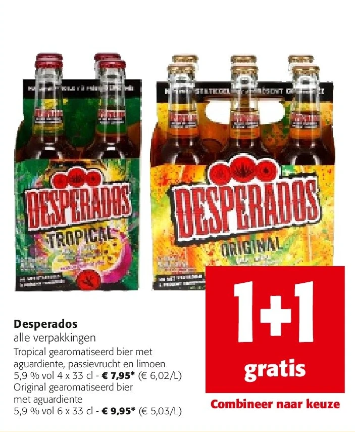 Desperados Tropical gearomatiseerd bier met aguardiente, passievrucht en limoen