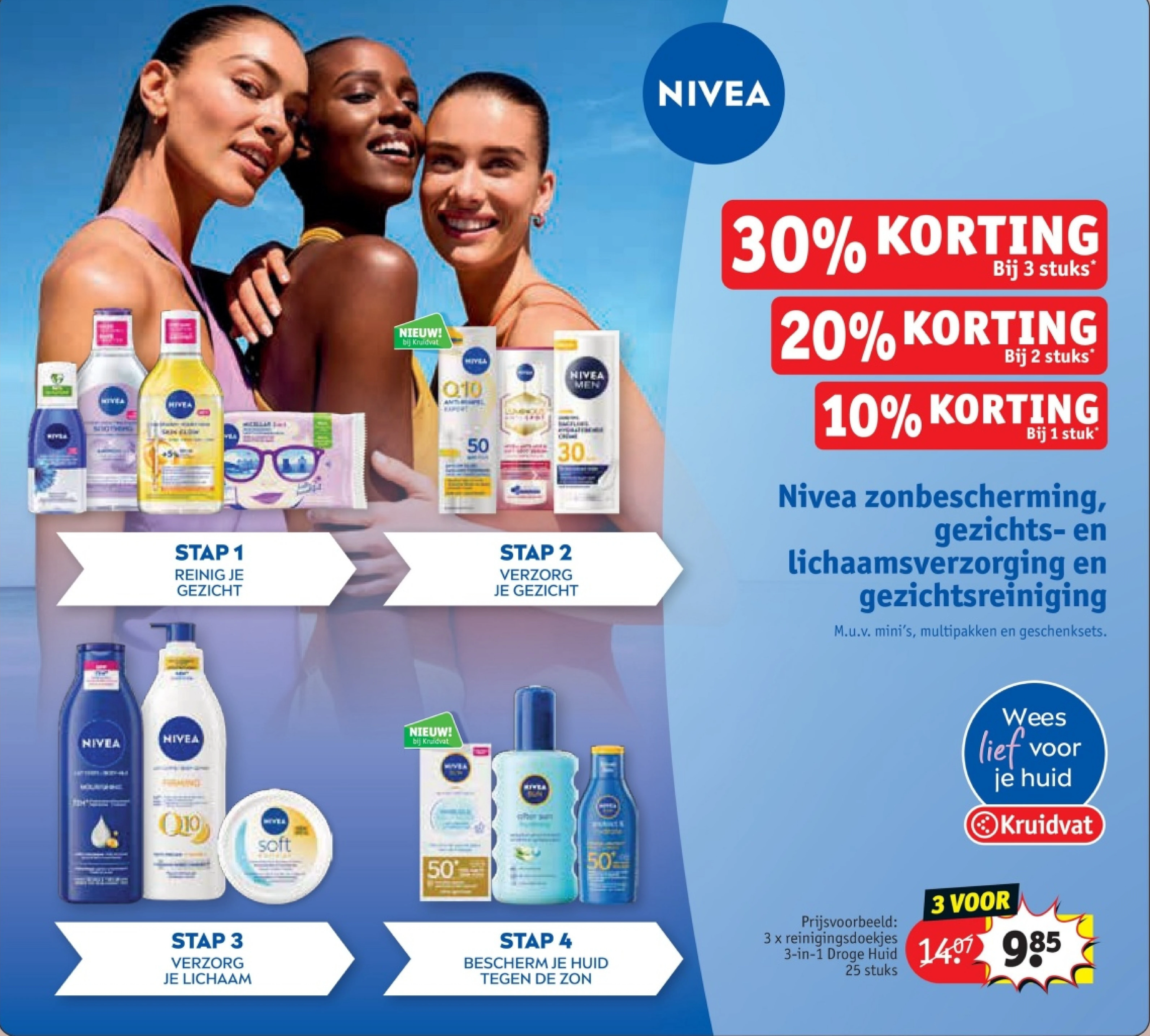 3 x reinigingsdoekjes 3-in-1 Droge Huid 25 stuks