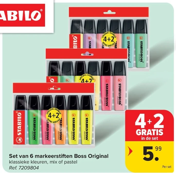 Set van 6 markeerstiften Boss Original