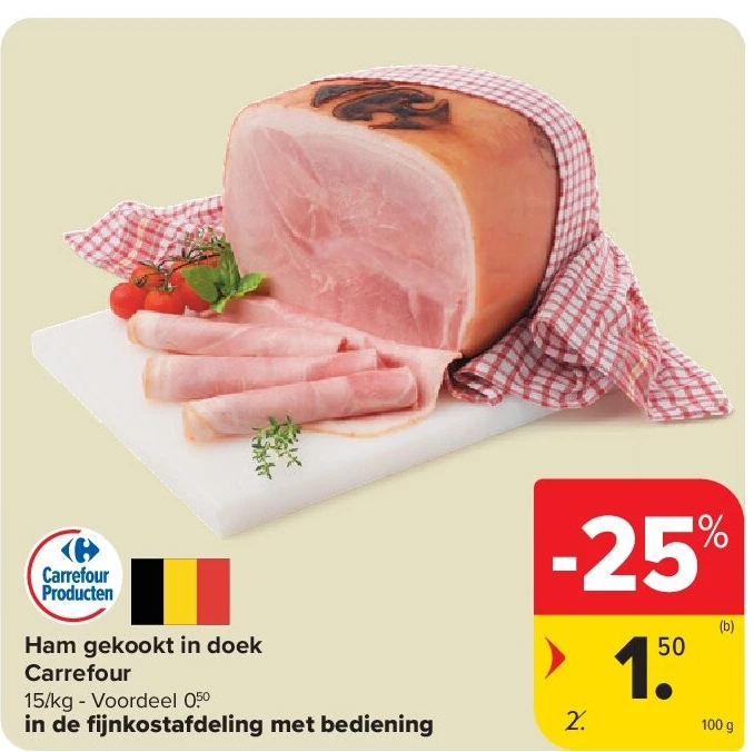 Ham gekookt in doek Carrefour