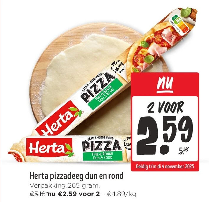 Herta pizzadeeg dun en rond