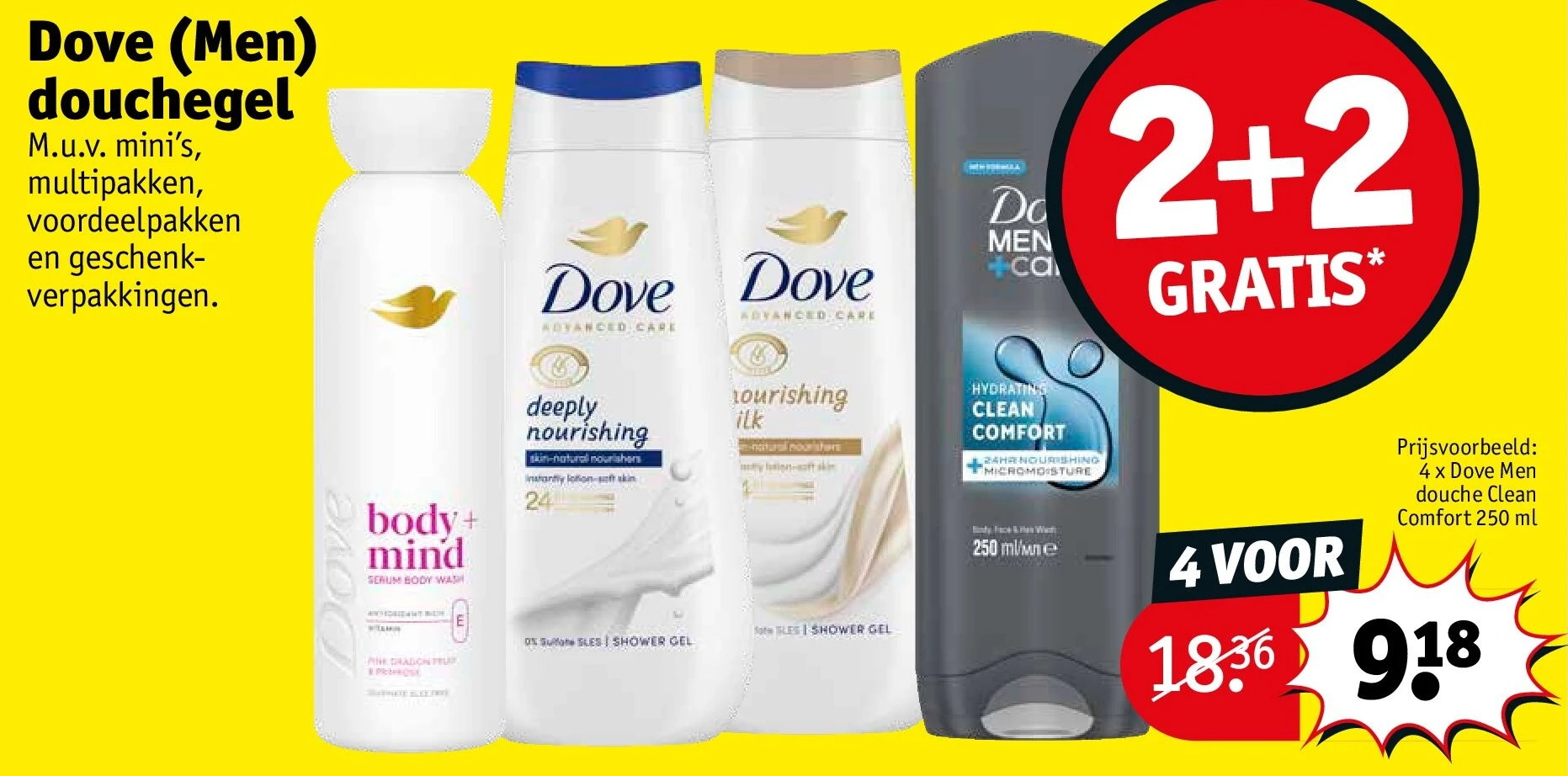 4 x Dove Men douche Clean Comfort 250 ml