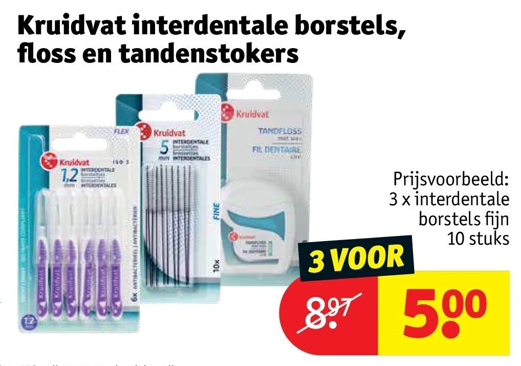 Kruidvat interdentale borstels, floss en tandenstokers