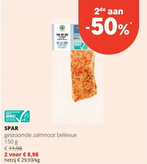 SPAR gestoomde zalmnoot bellevue 150 g