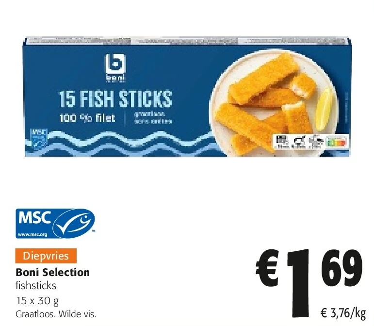 Boni Selection fishsticks 15 x 30 g