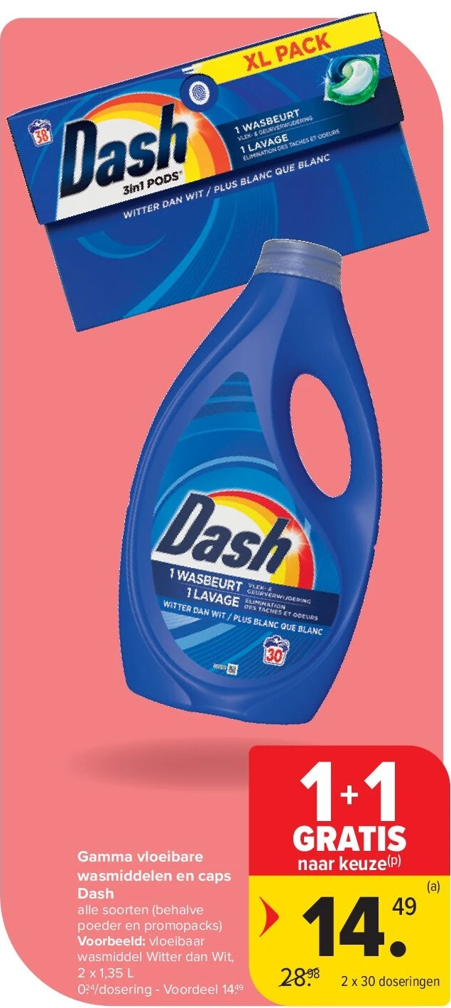 Gamma vloeibare wasmiddelen en caps Dash