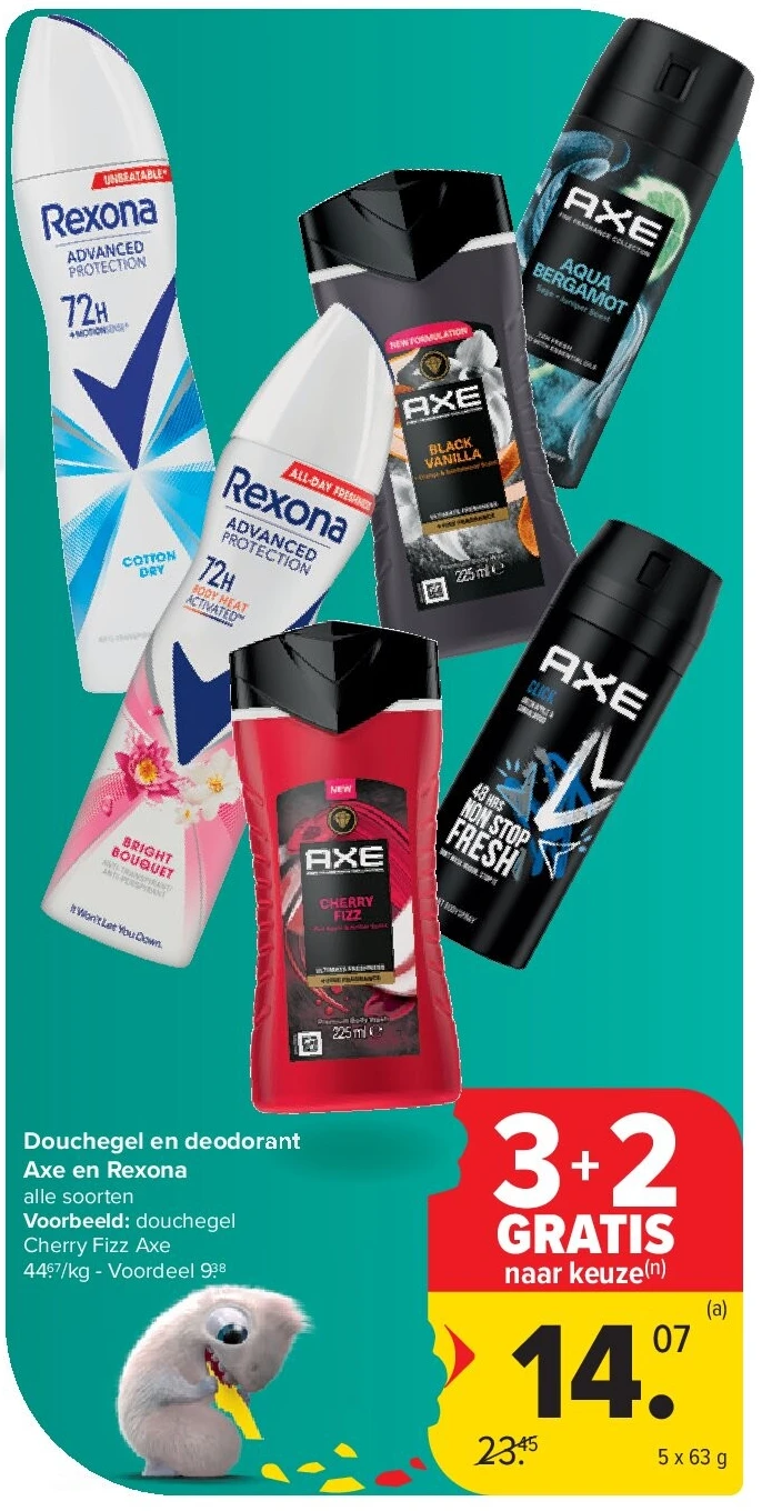 Douchegel en deodorant Axe en Rexona