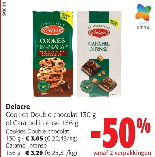 Delacre Cookies Double chocolat 130 g