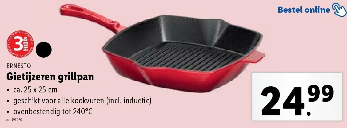 Gietijzeren grillpan