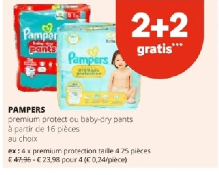 PAMPERS premium protection taille 4 25 pièces