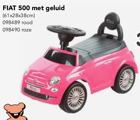 FIAT 500 met geluid (61x28x38cm) roze