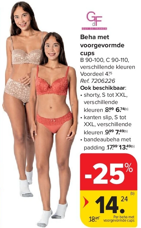 Beha met voorgevormde cups