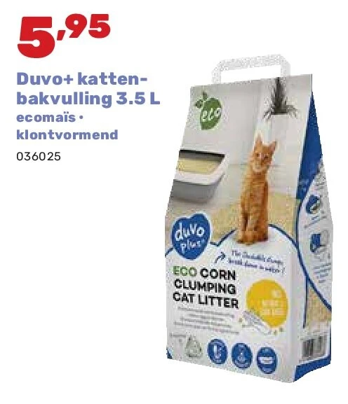 Duvo+ kattenbakvulling 3.5 L ecomaïs • klontvormend