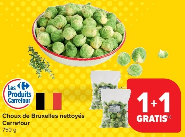Choux de Bruxelles nettoyés Carrefour 750 g