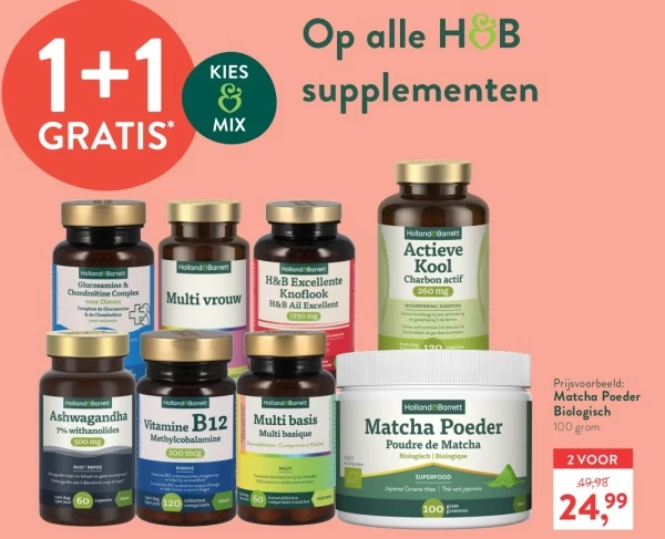 1+1 GRATIS Op alle H&B supplementen