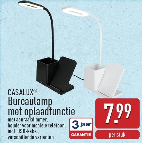 Bureaulamp met oplaadfunctie