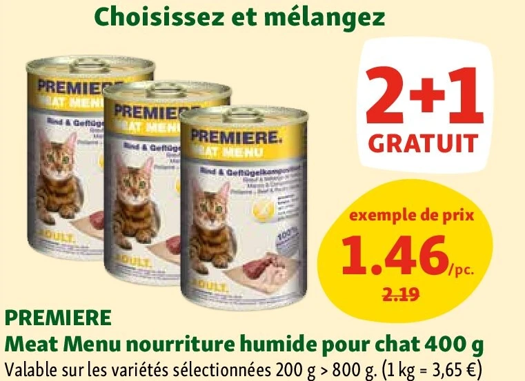 PREMIERE Meat Menu nourriture humide pour chat 400 g