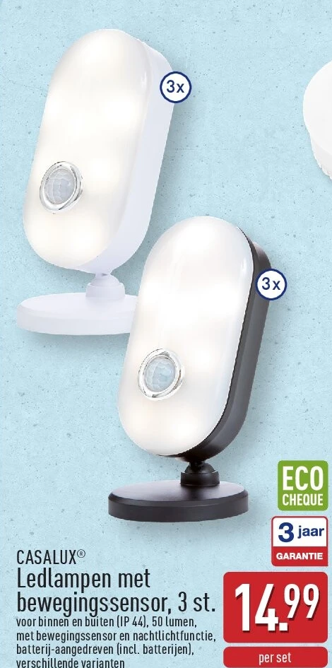 Ledlampen met bewegingssensor, 3st.