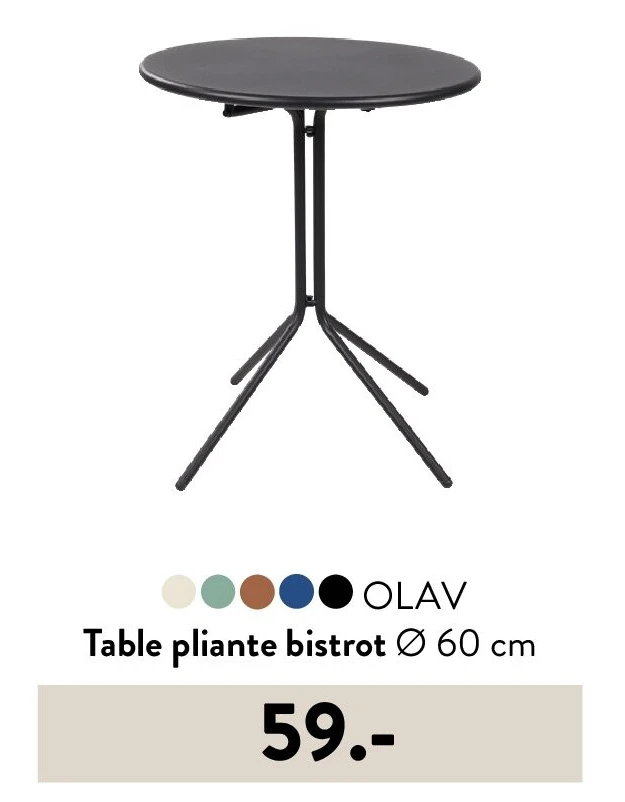 OLAV Table pliante bistrot Ø 60 cm