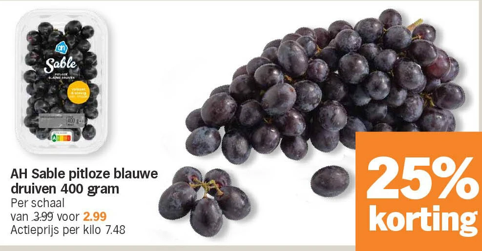 AH Sable pitloze blauwe druiven 400 gram