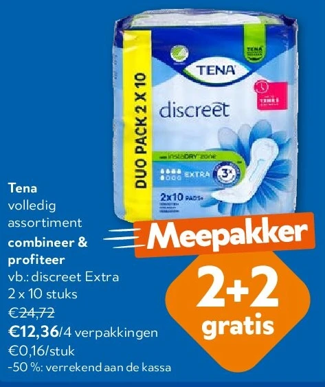 Tena discreet Extra 2 x 10 stuks