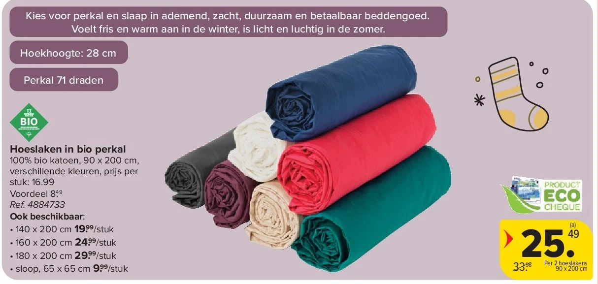 Hoeslaken in bio perkal