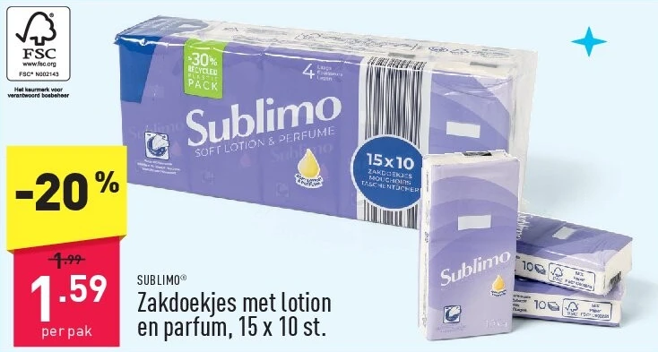 Zakdoekjes met lotion en parfum, 15x 10 st.