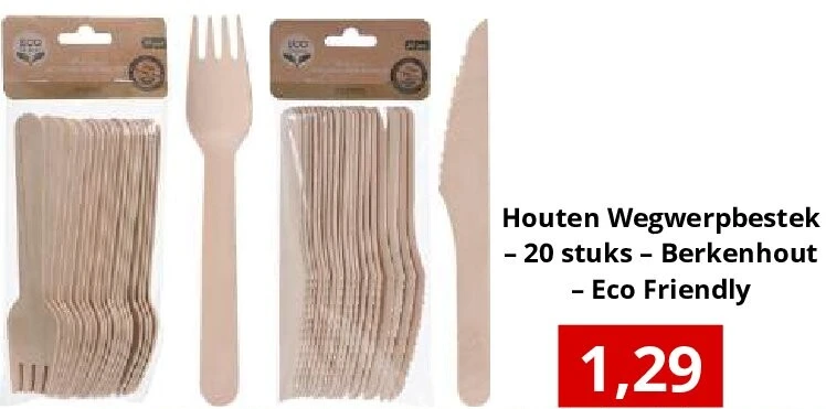 Houten Wegwerpbestek – 20 stuks – Berkenhout – Eco Friendly